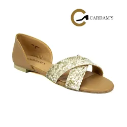 Cardams Beige/Gold Flat Sandals