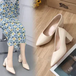 Korean fashion leather heels