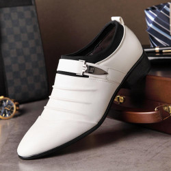 British Mens Leather Shoes Fashion Man Pointed Toe Formal Wedding Shoes